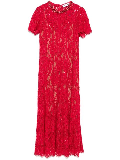 Self-Portrait lace midi dress - Red - zdjęcie produktu nr 1