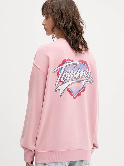 Tommy Jeans bluza bawełniana damska kolor różowy z nadrukiem DW0DW21602 - zdjęcie produktu nr 1