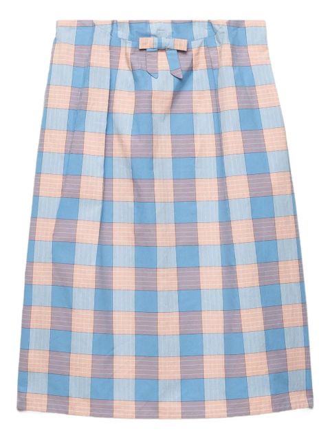 Prada bow-detailed checked skirt - Blue - zdjęcie produktu nr 1
