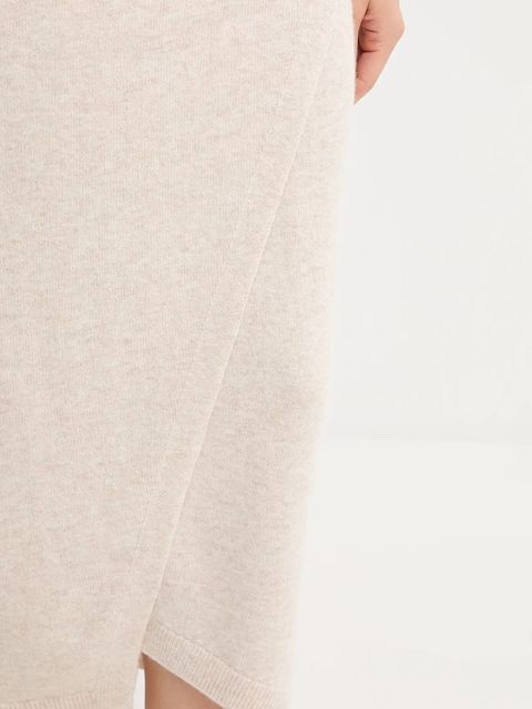 OUI spódnica z wełną kolor beżowy maxi ołówkowa 88299