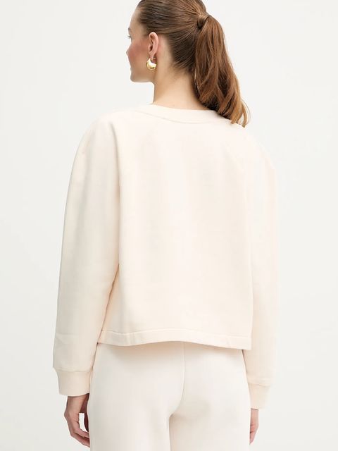 Armani Exchange bluza bawełniana damska kolor beżowy z nadrukiem XW001461 AF16192