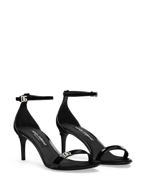 Dolce & Gabbana logo-plaque patent-leather sandals - Black - zdjęcie produktu nr 2