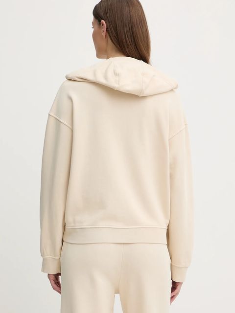 Pinko bluza bawełniana damska kolor beżowy z kapturem gładka 105507 A2RB