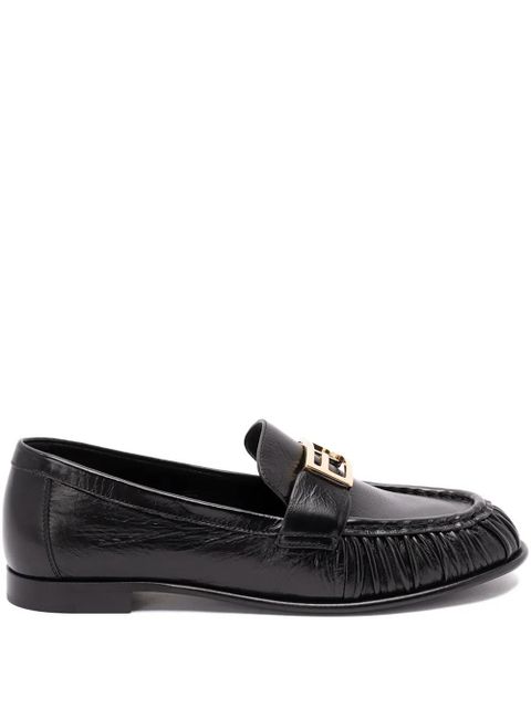 FENDI logo-detail leather loafers - Black - zdjęcie produktu nr 1