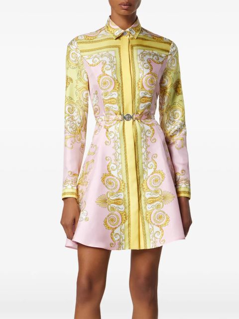 Versace Baroque-print belted mini dress - Pink
