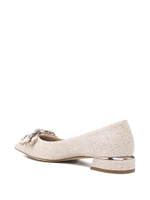 Jimmy Choo crystal-bow glitter ballet flats - Neutrals - zdjęcie produktu nr 2