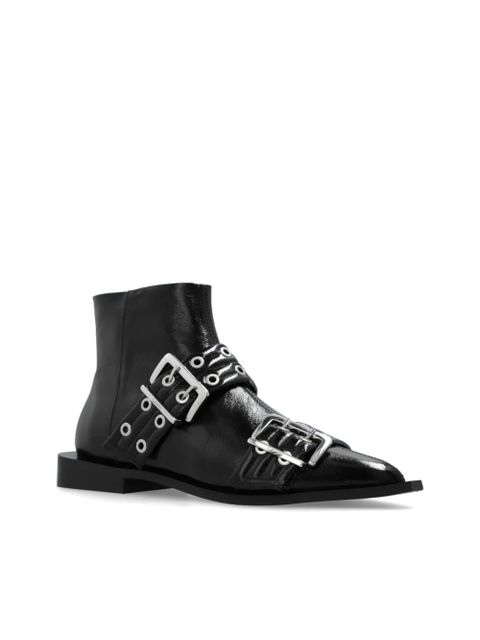 GANNI eyelet-detailing biker boots - Black