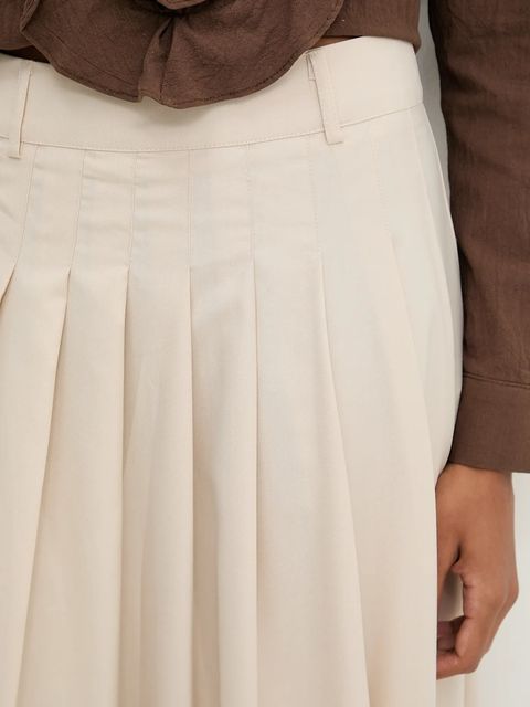 Answear.LAB spódnica kolor beżowy maxi rozkloszowana