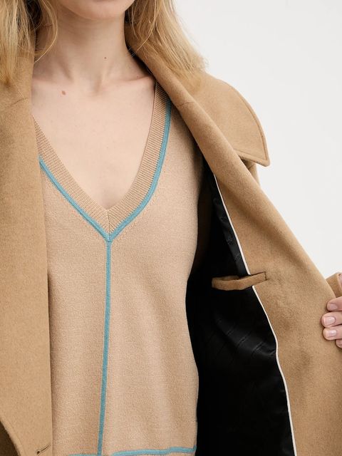 Karl Lagerfeld płaszcz wełniany damski kolor zielony przejściowy A3W15010