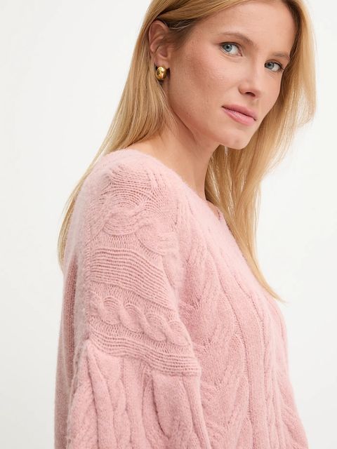 Answear.LAB sweter z wełną damski kolor różowy ciepły