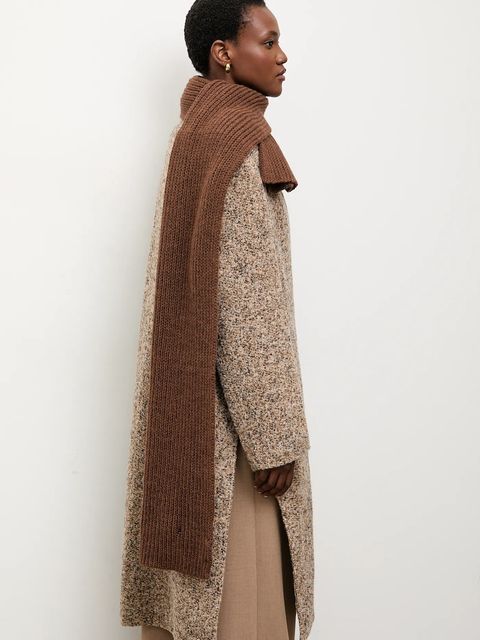 Answear.LAB szalik z wełną damski kolor brązowy gładki - zdjęcie produktu nr 1