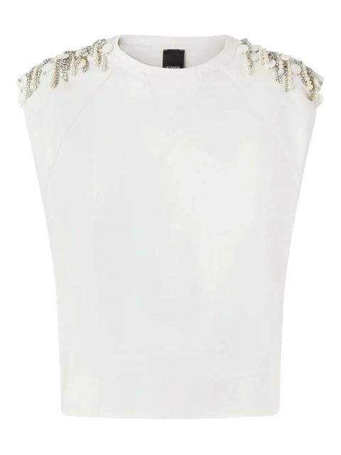 PINKO embellished-shoulder T-shirt - White - zdjęcie produktu nr 1
