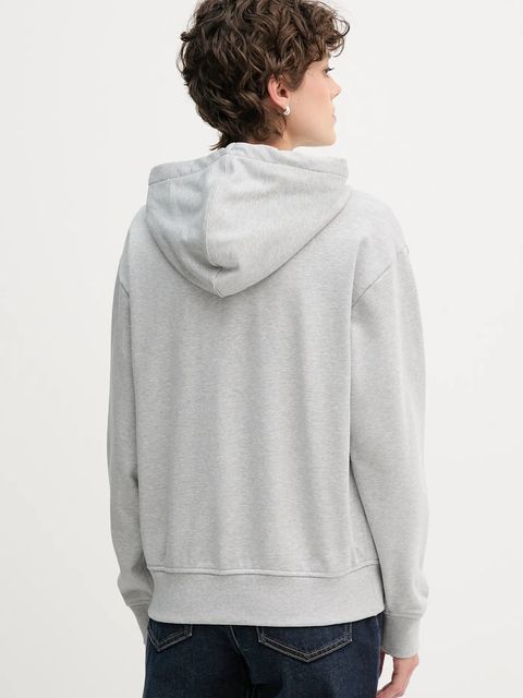 Calvin Klein Jeans bluza damska kolor szary z kapturem gładka LV047B237G