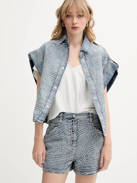 IRO szorty jeansowe damskie kolor niebieski z aplikacją high waist WM30VINY