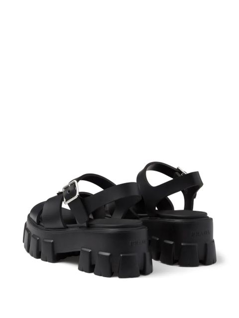 Prada triangle-logo platform sandals - Black