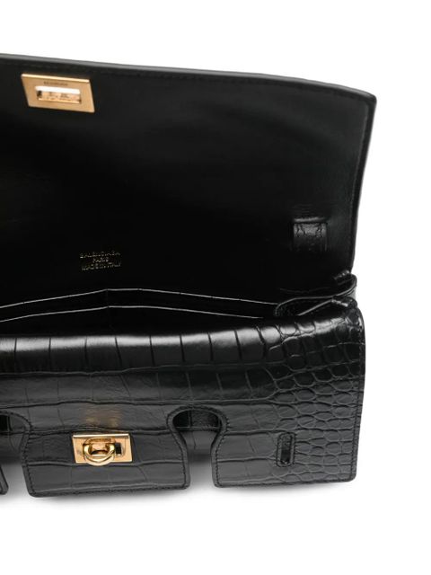 Balenciaga embossed croc crossbody bag - Black