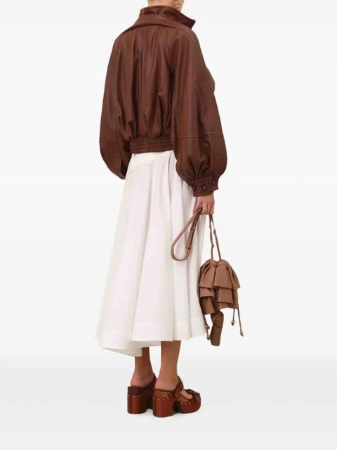 ZIMMERMANN Luna leather bomber jacket - Brown