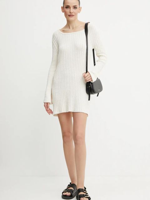 Pinko sukienka kolor beżowy mini dopasowana 105301 A2N7