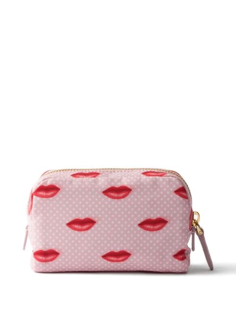 Prada logo-detail make up bag - Pink