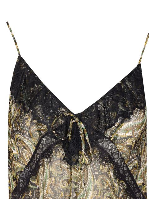 PINKO paisley lace-detailed top - Green