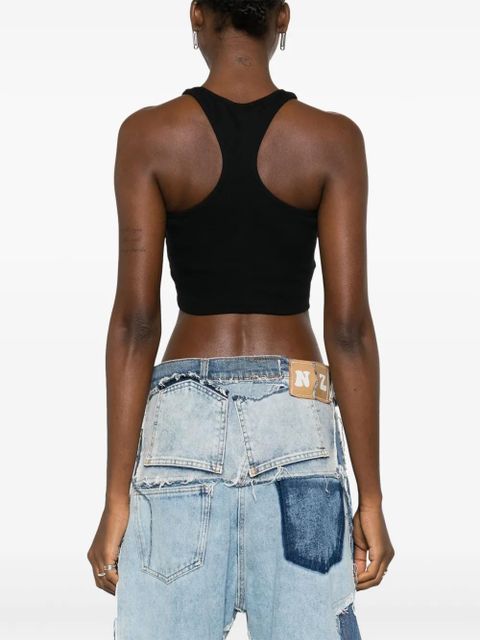 Off-White Off-Stamp ribbed crop top - Black