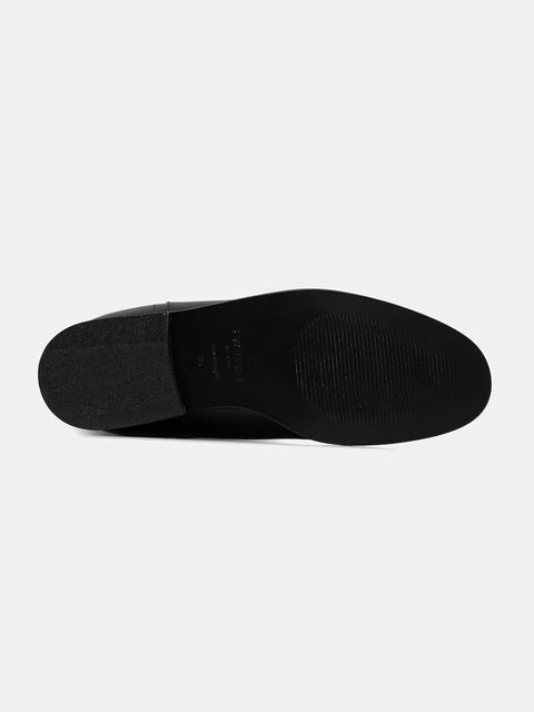 Twinset kozaki skórzane damskie kolor czarny na płaskim obcasie 252TCP19C