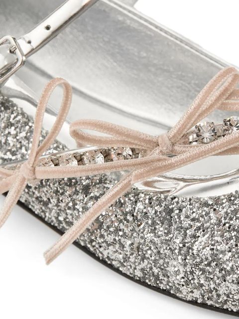 Jimmy Choo square-toe ballerina shoes - Silver