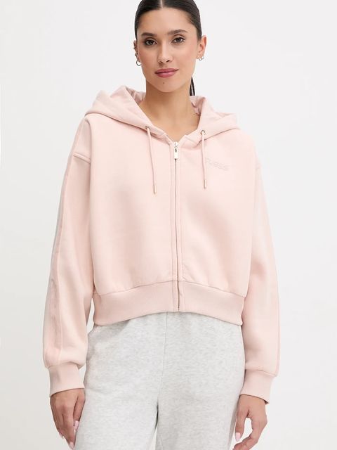 Guess bluza AELIA damska kolor różowy z kapturem gładka V5BQ11 KB681 - zdjęcie produktu nr 1