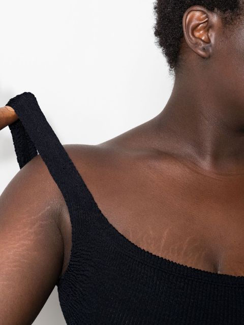 Hunza G seersucker square neck mini dress - Black