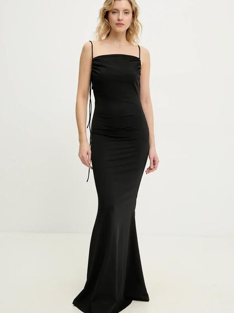 Answear.LAB sukienka kolor czarny maxi rozkloszowana