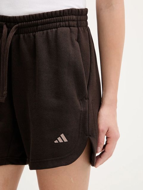 adidas szorty damskie kolor brązowy gładkie high waist KT0886 - zdjęcie produktu nr 2