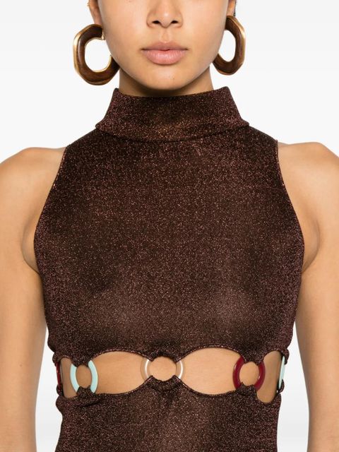 Oséree cut-out high-neck dress - Brown
