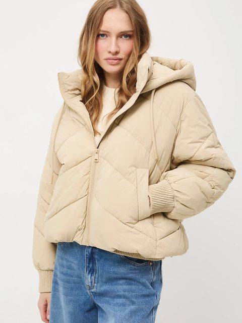 Medicine kurtka damska kolor beżowy zimowa oversize