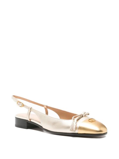 Valentino Garavani bow-detailing slingback ballet flats - Silver