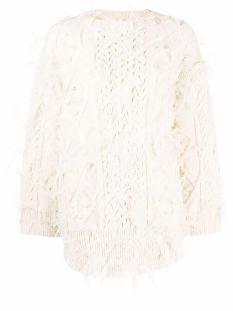 Valentino Garavani feather-embellished wool jumper - Neutrals - zdjęcie produktu nr 1