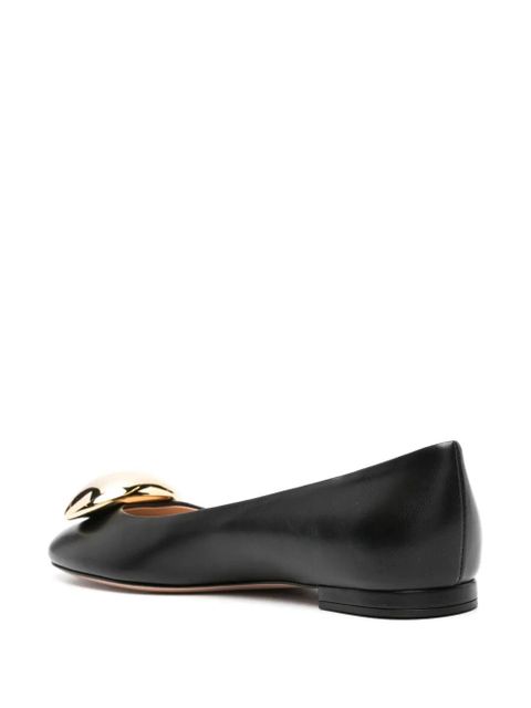 Gianvito Rossi round-toe leather ballerina shoes - Black