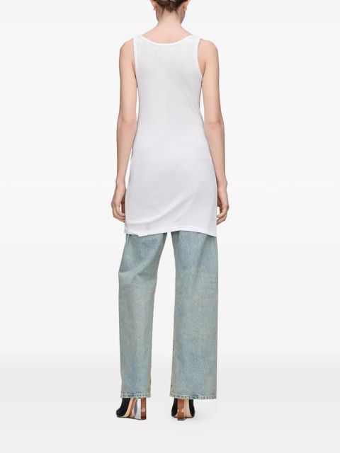Maison Margiela sheer-panel long cotton top - White