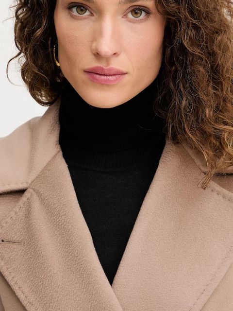 Weekend Max Mara płaszcz wełniany RESINA damski kolor brązowy przejściowy oversize 2525016031600