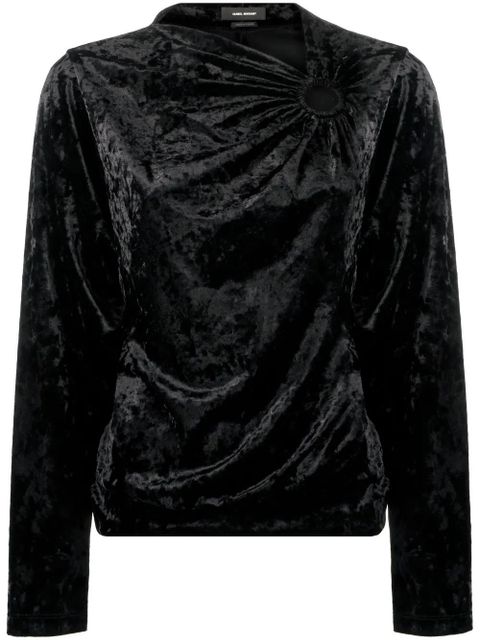 ISABEL MARANT crushed-velvet long-sleeve top - Black - zdjęcie produktu nr 1