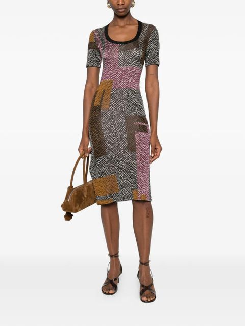 FENDI geometric-print midi dress - Brown - zdjęcie produktu nr 2