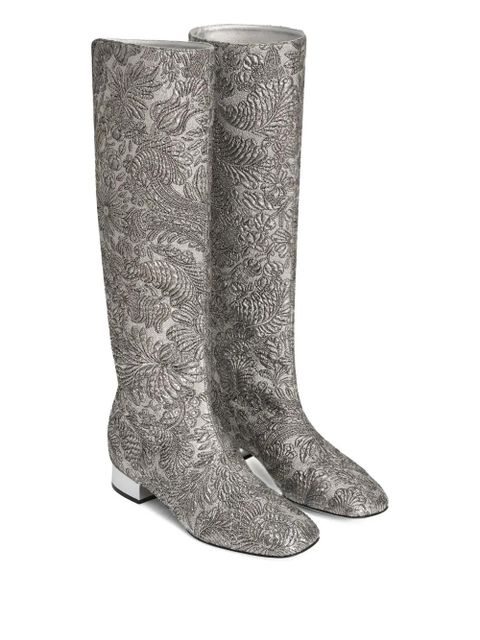 Dolce & Gabbana 30mm brocade block-heel boots - Silver