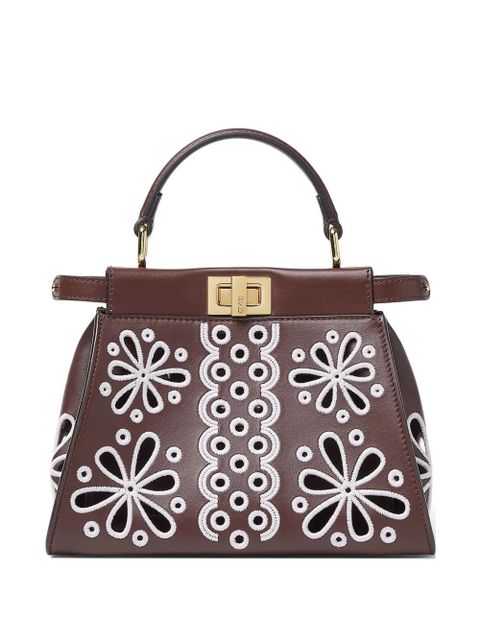 FENDI mini Peekaboo flower design tote bag - Brown - zdjęcie produktu nr 1