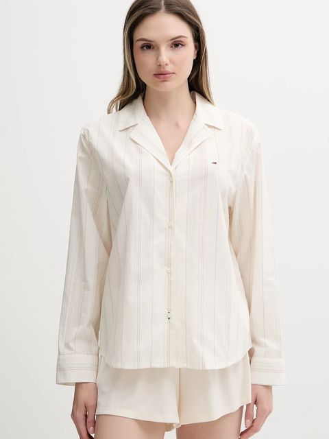 Tommy Hilfiger koszula piżamowa bawełniana kolor beżowy bawełniana UW0UW05764