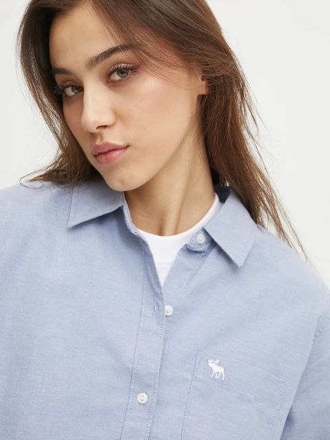 Abercrombie & Fitch koszula damska kolor niebieski regular z kołnierzykiem klasycznym KI140-4429