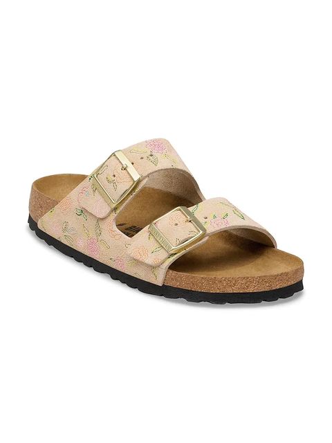 Birkenstock klapki na płaskim obcasie damskie zamszowe Arizona - zdjęcie produktu nr 1