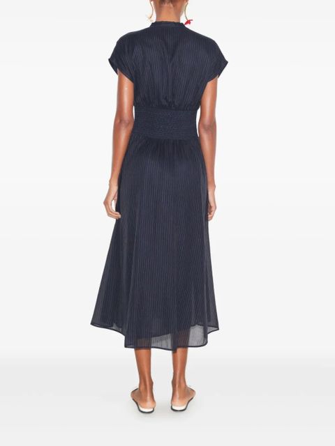 Tory Burch pinstripe-pattern smocked midi dress - Blue - zdjęcie produktu nr 2