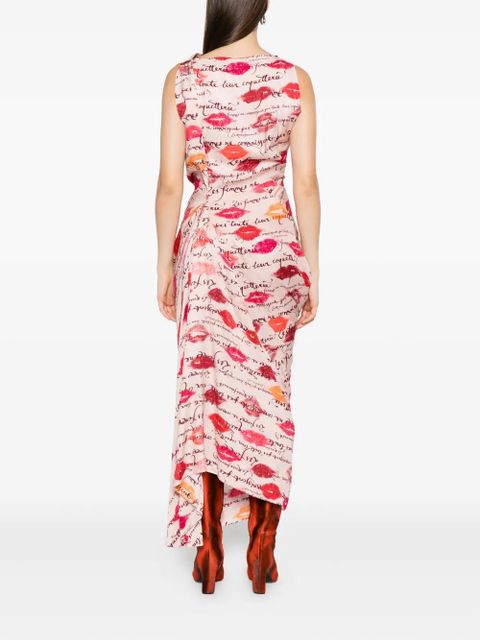 Vivienne Westwood kiss-print draped dress - Pink