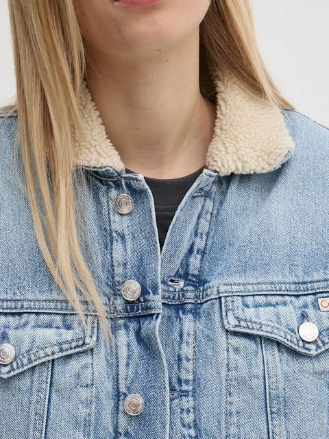 Calvin Klein Jeans kurtka damska kolor niebieski zimowa J20J224096