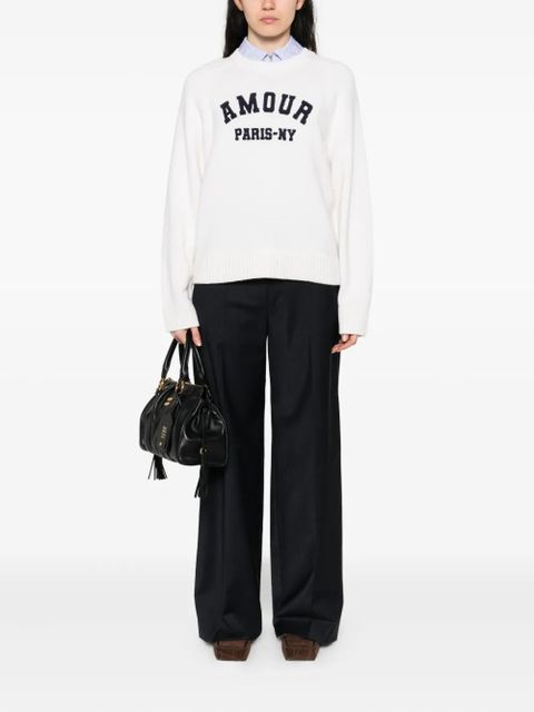 Maje Amour Paris-NY embroidered sweater - Neutrals