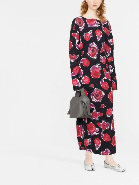 Marni rose print long dress - Black - zdjęcie produktu nr 2